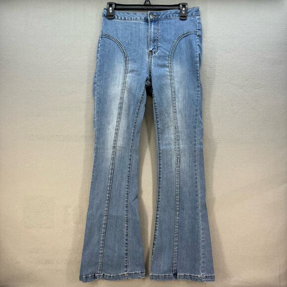 Crazy Train Denim - Crazy Train Jeans Women's Size 7/28 Light Blue Triple Pleat Flare Preppy Hippie